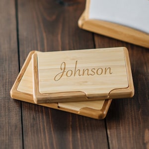 Personalized Business Card Holder - Corporate Gift - Office Gift - Wood Card Holder - Groomsmen Gift #4107
