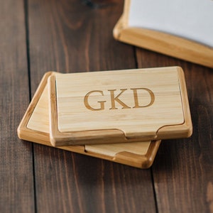 Personalized Business Card Holder - Corporate Gift - Office Gift - Wood Card Holder - Groomsmen Gift #4116