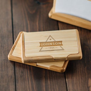 Personalized Business Card Holder - Corporate Gift - Office Gift - Wood Card Holder - Groomsmen Gift #4104