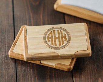 Personalized Business Card Holder - Corporate Gift - Office Gift - Wood Card Holder - Groomsmen Gift #4105