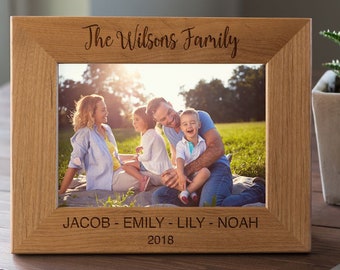 Personalized Family Frame - Gift for Family - Custom Engraved Wood Frame - Gift for Grandparents 4x6, 5x7 FR8