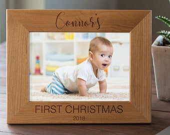 Baby's First Christmas - Personalized Frame  - Custom Engraved Wood Frame - Gift For Family 4x6, 5x7 FR7