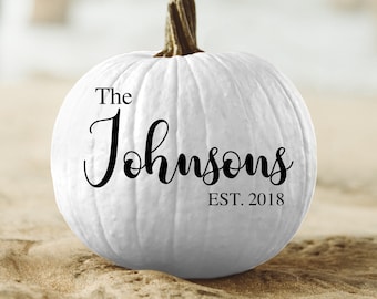 Personalized Pumpkin Vinyl Decal, Monogram and Name , Pumpkin Decor, Custom Text - Halloween Fall Porch Decor Curb Appeal Pumpkin - #FD13