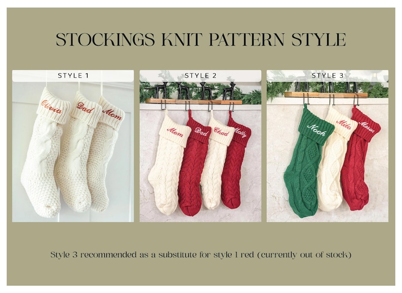 Personalized Christmas Stockings - Embroidered Stocking - Christmas gift - Custom Name Stocking - Red - Cream image 2