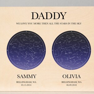 Fathers Day Gift - Star Map On Wood - Personalized Map - Custom Night Sky #ST04