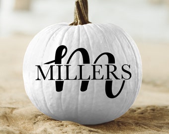 Personalized Pumpkin Monogram and Name Vinyl Decal, Pumpkin Decor, Initial Monogram - Halloween Fall Porch Decor Curb Appeal Pumpkin - #FD02