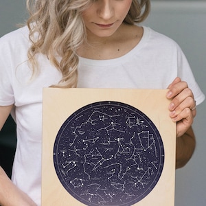Star Map On Wood Personalized Constellation Map Custom Night Sky, Stars On Wedding, Celestial Map Art, Stars Chart Anniversary Gift image 3