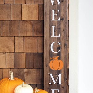 Fall Welcome Sign Thanksgiving Porch Decor Christmas Welcome Sign Winter Porch Decor Autumn Halloween Farmhouse Style Pumpkin image 2