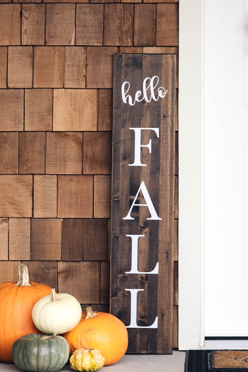 Hello Fall Sign  Welcome Sign  Thanksgiving Porch Decor  image 1