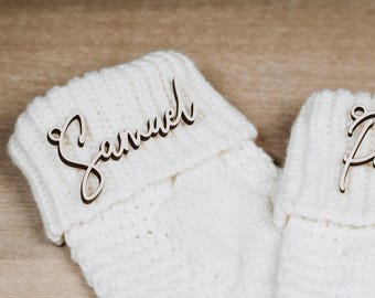 Personalized Christmas Stocking Tags - Wooden Gift Tag - Knit Stocking - Customized wooden Tag - WT22
