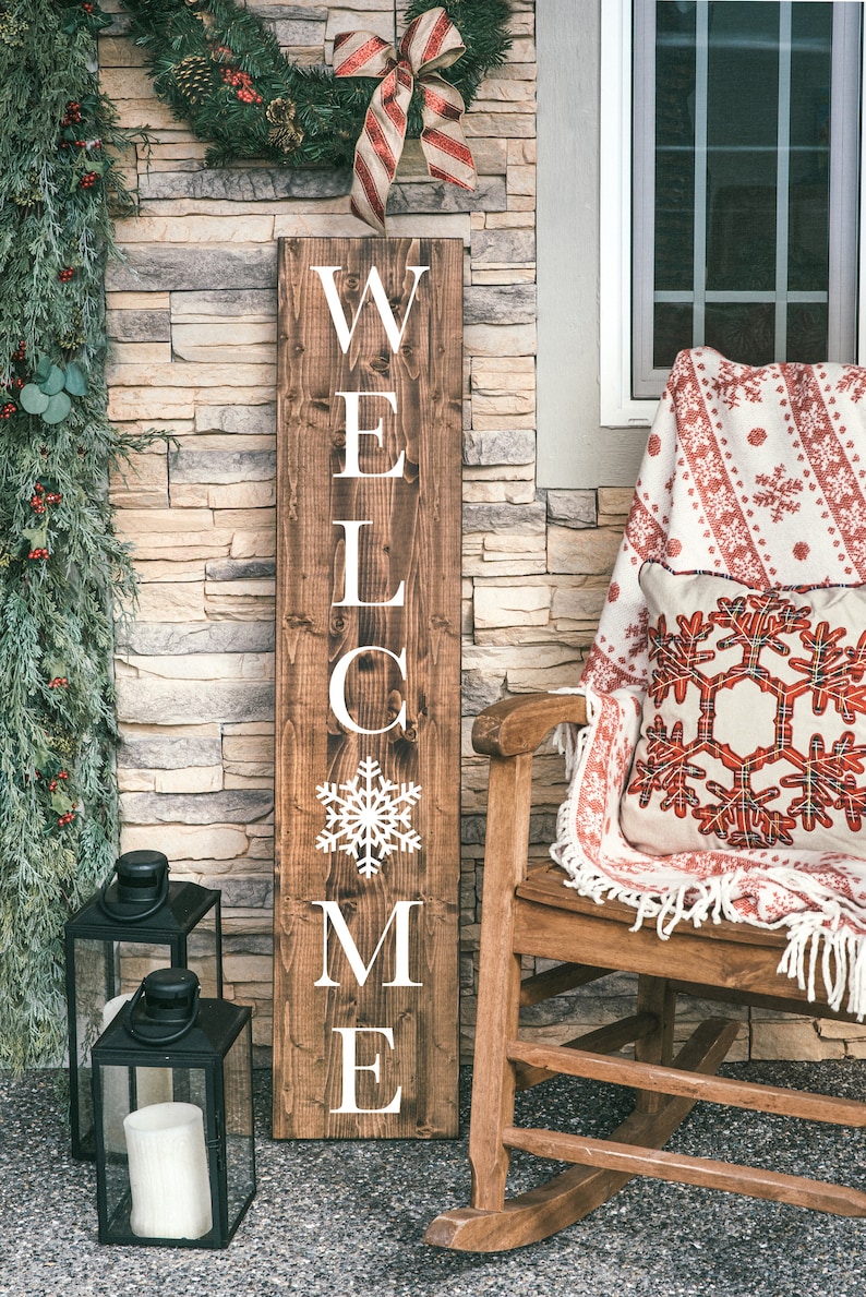 Fall Welcome Sign Thanksgiving Porch Decor Christmas Welcome Sign Winter Porch Decor Autumn Halloween Farmhouse Style Pumpkin image 4