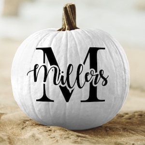 Personalized Monogram - Name Vinyl Decal  For Pumpkin, Pumpkin Decor, Initial Monogram - Halloween Fall Porch Decor Curb Appeal - #FD01