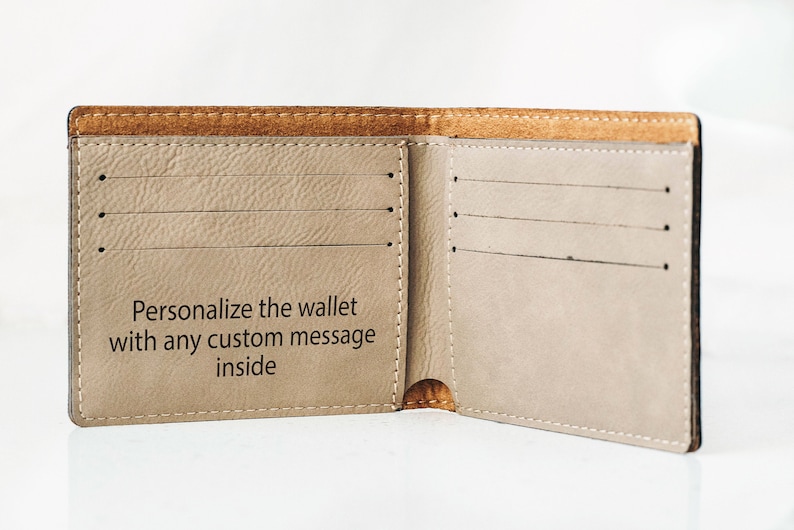 Personalized Men's Wallet, Custom Engraved Leather Wallet Groomsmen gift, Engraved Leather Wallet, Unique Mens Gift, Monogram, Name image 1