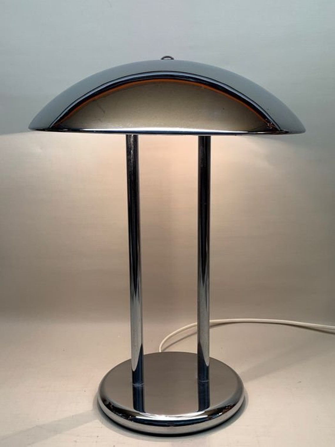 2 Chrome art deco style Mushroom table lamps in bauhaus gispen Etsy