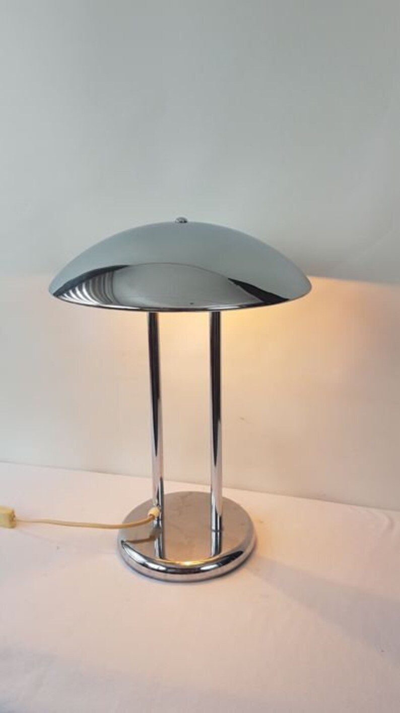 Chrome mushroom table lamp art deco style pausania vintage Etsy