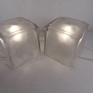 2er Set Glasbausteine - Eisblock-Design, skandinavische Stimmungsbeleuchtung, Vintage Eisblock-Optik, Duo-Eisblock-Set passend für alle Kontinente