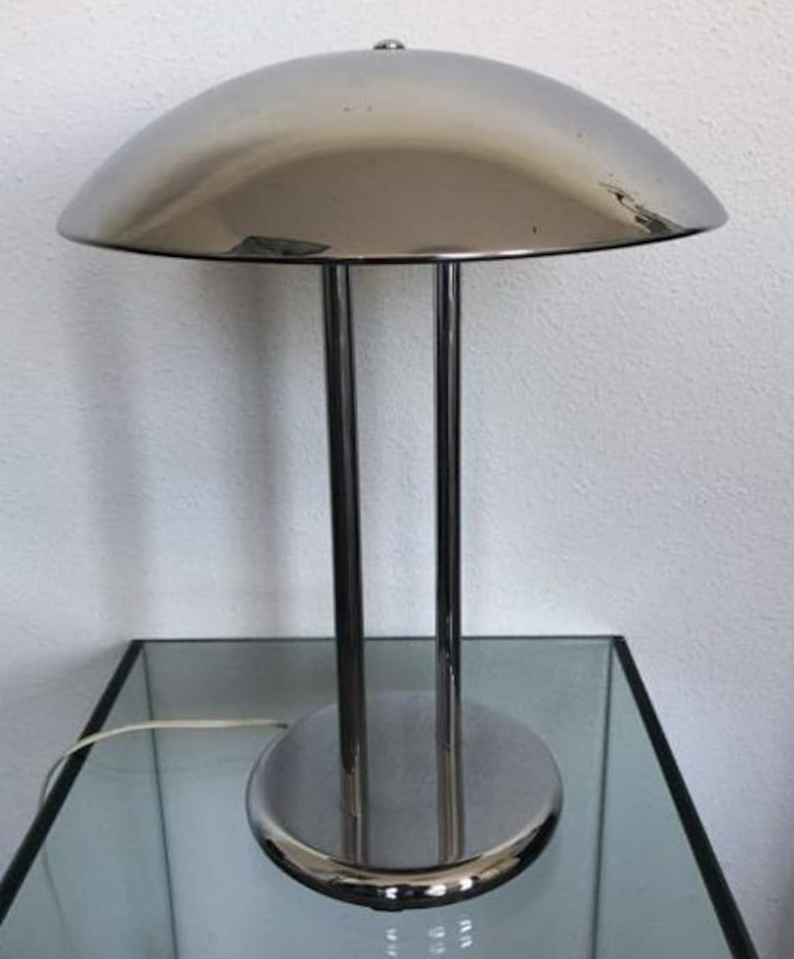 Chrome mushroom table lamp art deco style pausania vintage Etsy
