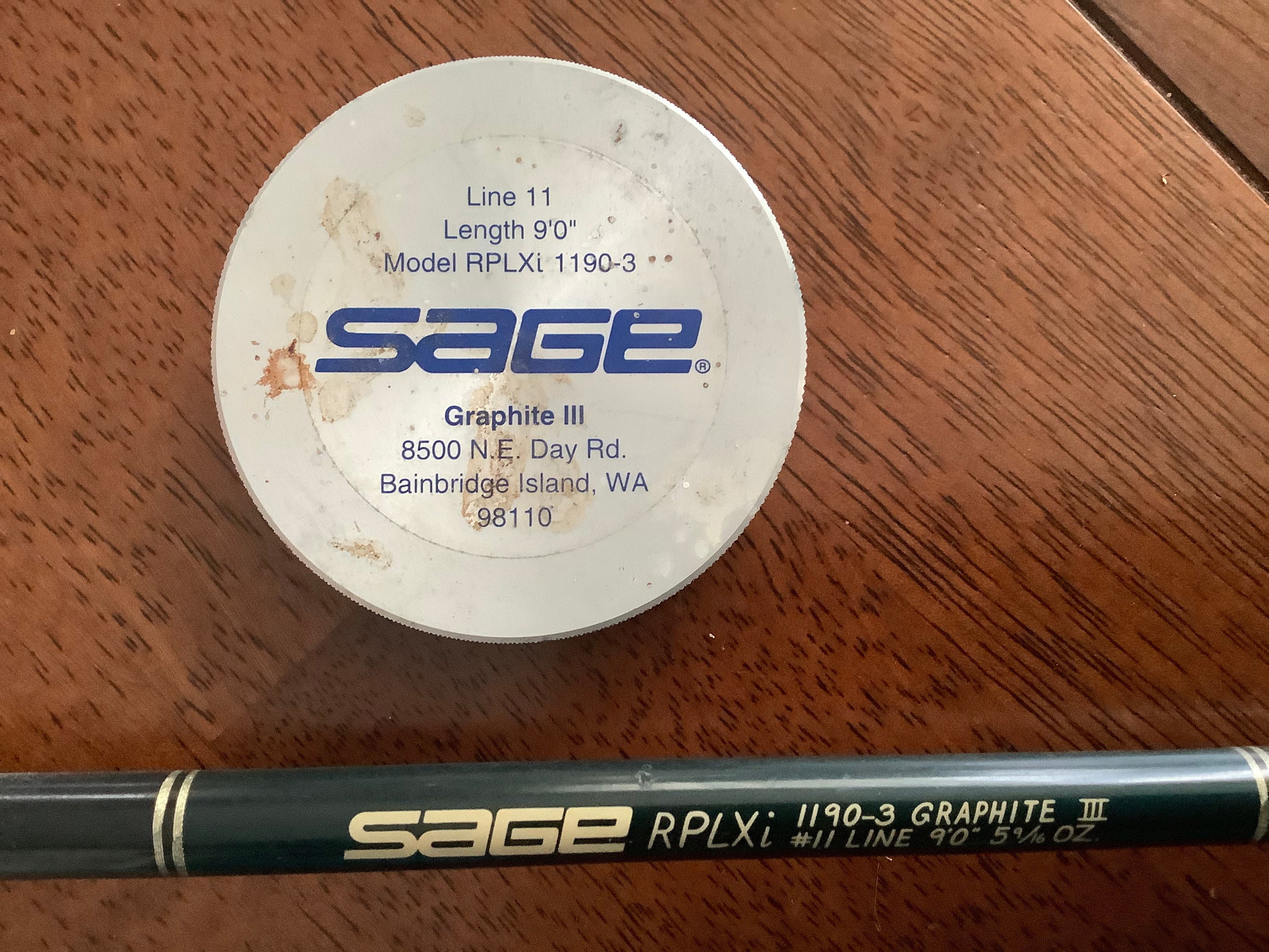 SAGE Fly Rod/model Rplxi 1190-3/graphite III/3 Piece Rod With Heavy Metal  Tube Case. 