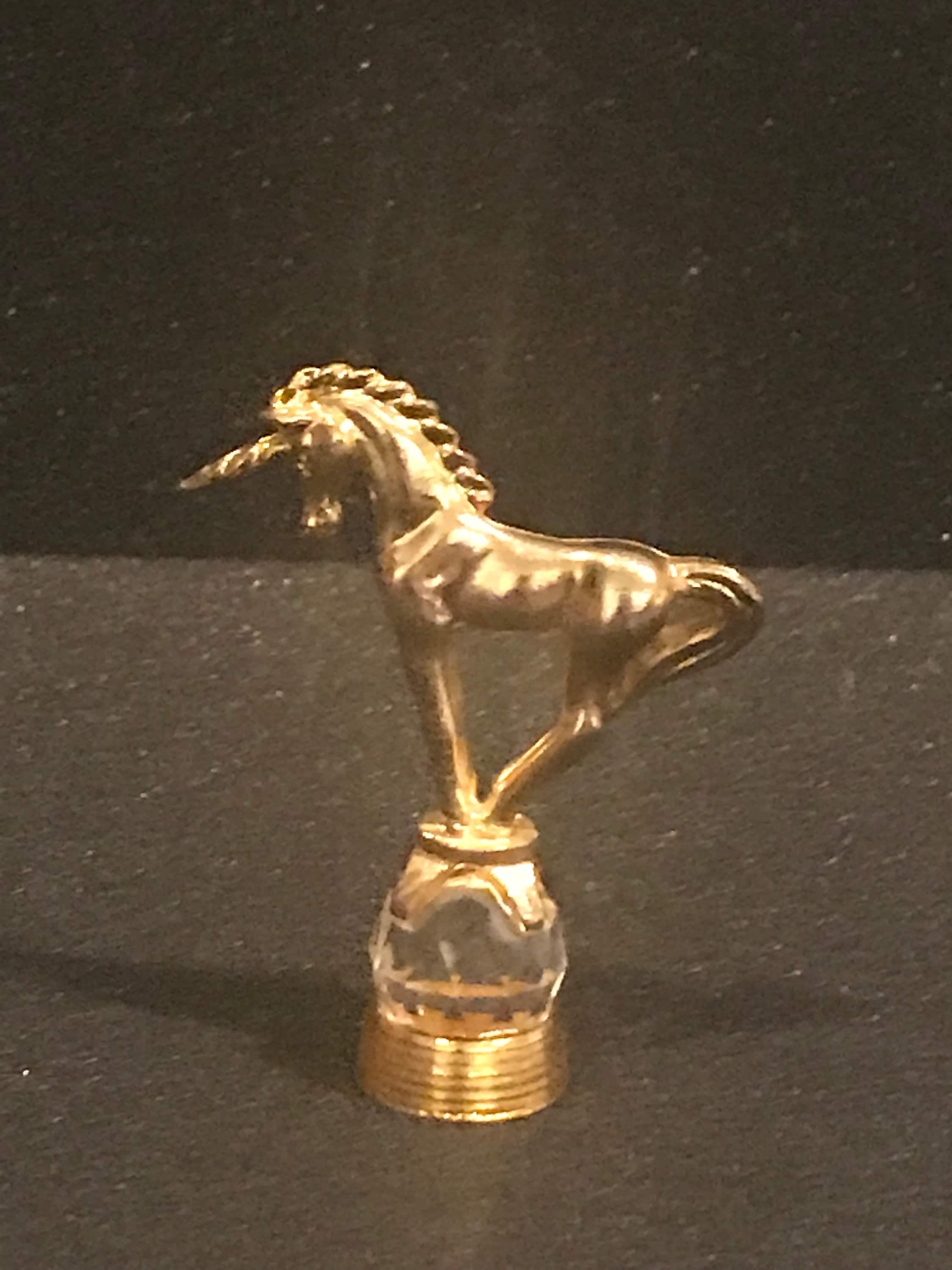 Spoontiques Gold Pewter Unicorn on Crystal Ball Figurine 1982 VINTAGE