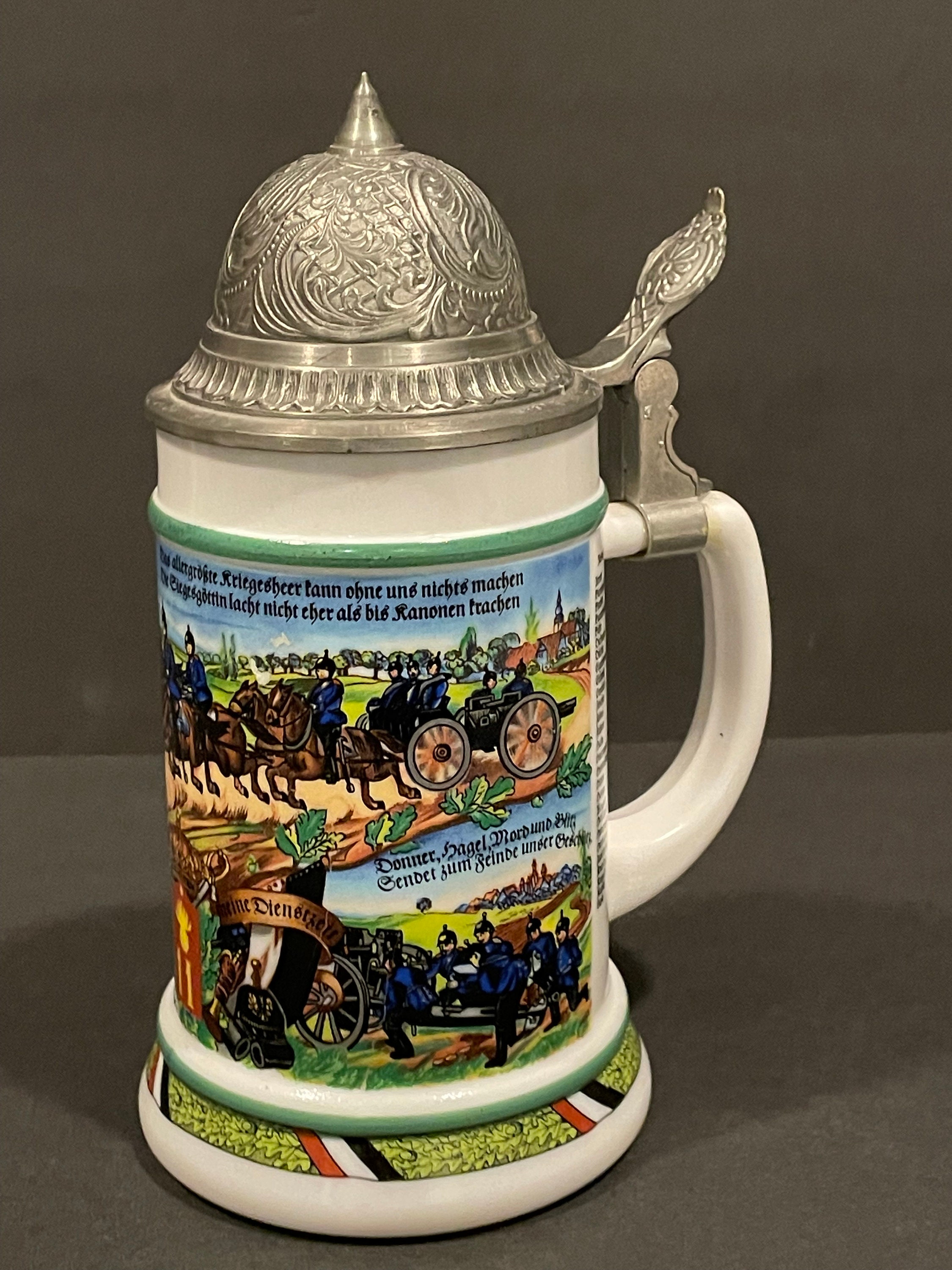 Original BMF Bier Seidel German Military Milk Glass Lidded Beer