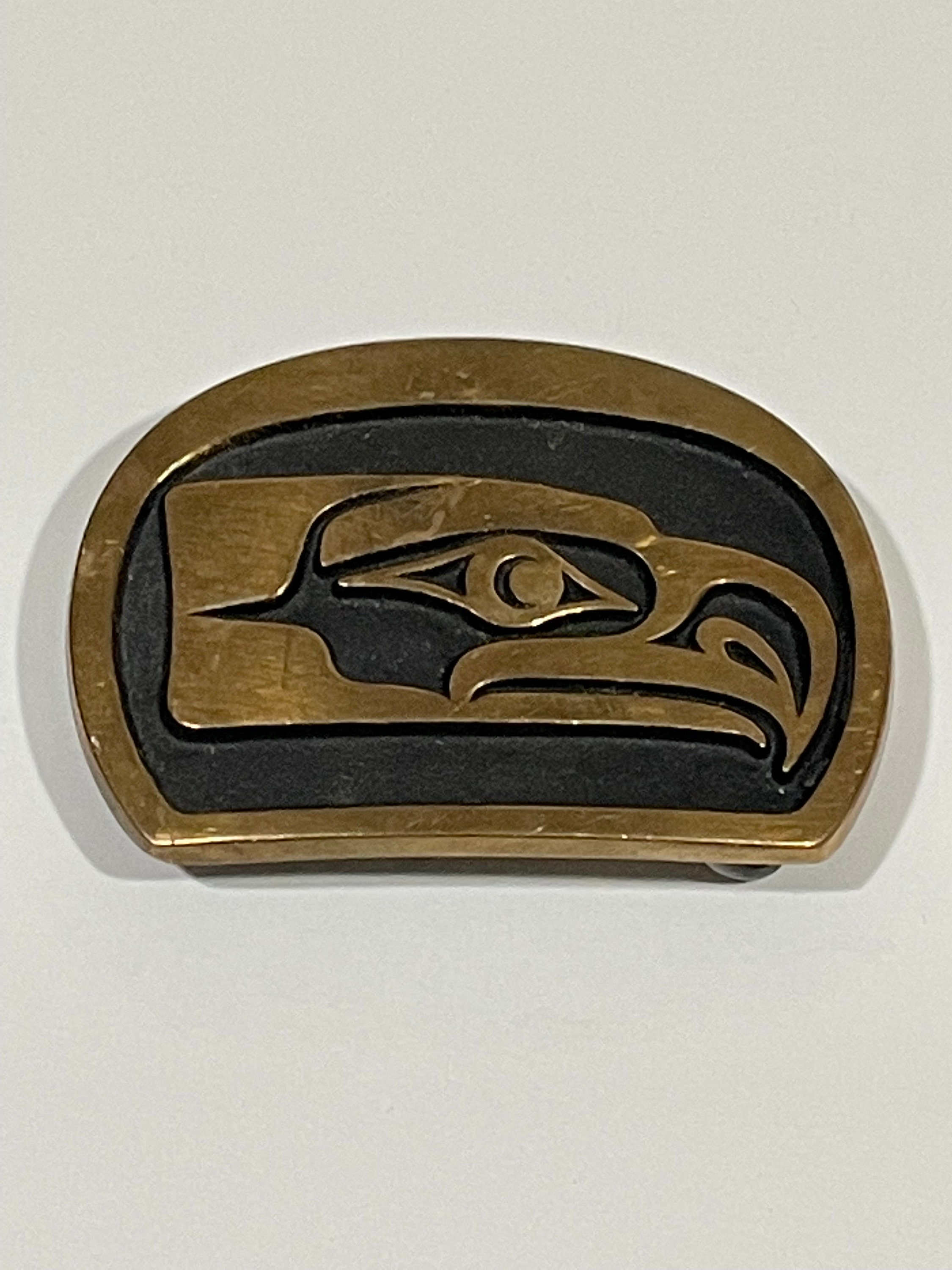 Kwakiutl Seattle Seahawk Sandcast Solid Bronze Belt Buckle Hand