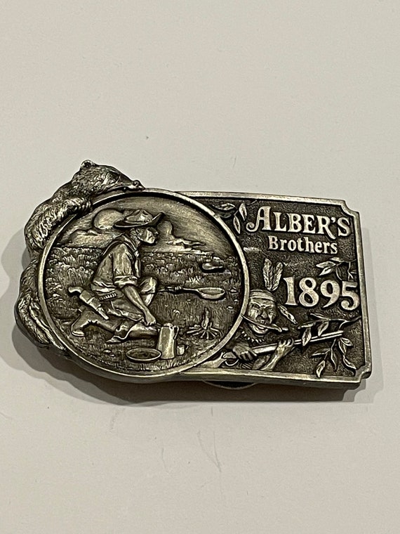 ALBER'S Brothers 1895 Pewter Metal Belt Buckle Si… - image 1