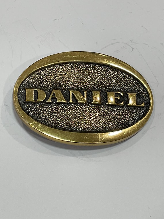 DANIEL Name BTS Solid Brass Belt Buckle 1983 Vint… - image 1
