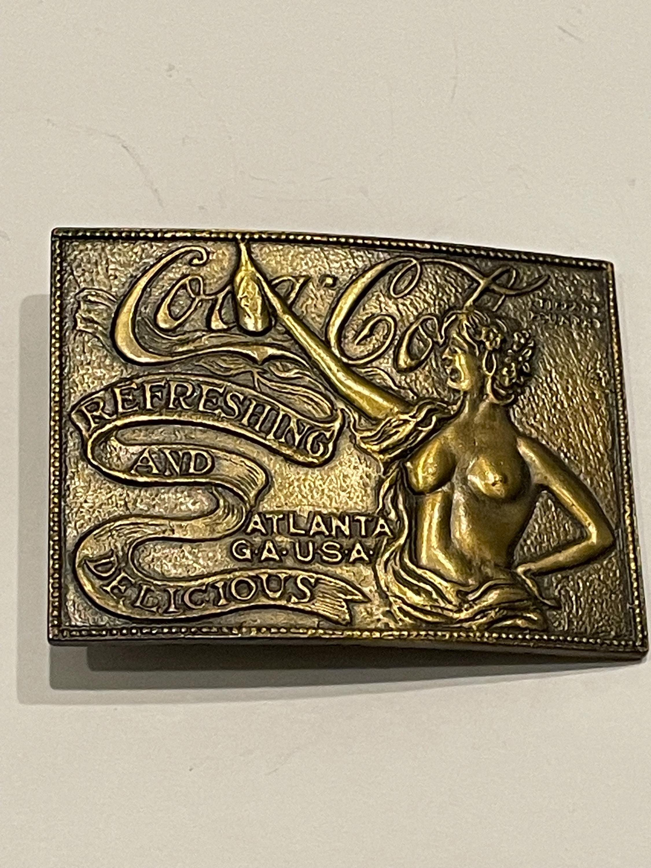 COCA COLA COKE Refreshing & Delicious Nude Woman Brass Belt 