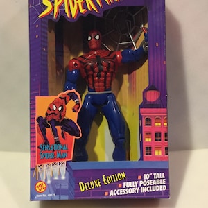 Sensational SpiderMan Deluxe Edition 10&quot; Tall Fully Poseable Action Figure by Toy Biz.New.VINTAGE UNIQUE RARE.Free Shipping