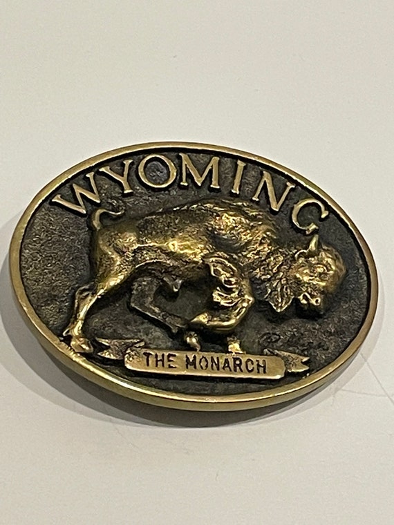 WYOMING MONARCH BUFFALO Bison Solid Brass Belt Buc