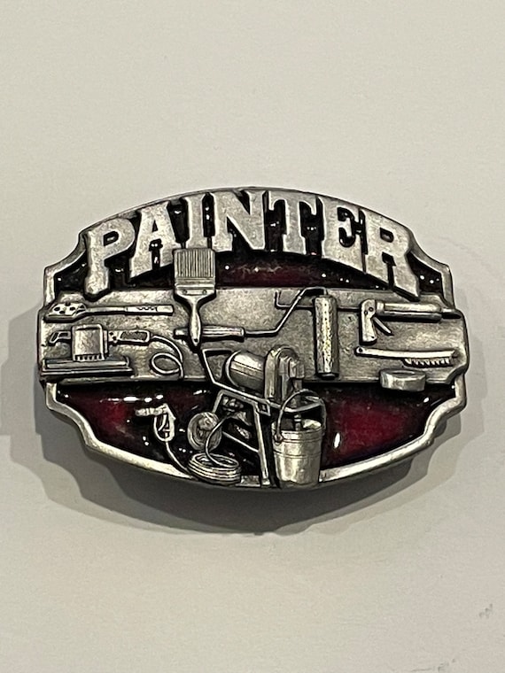 PAINTER Enamel Pewter Belt Buckle Siskiyou 1988 Vi