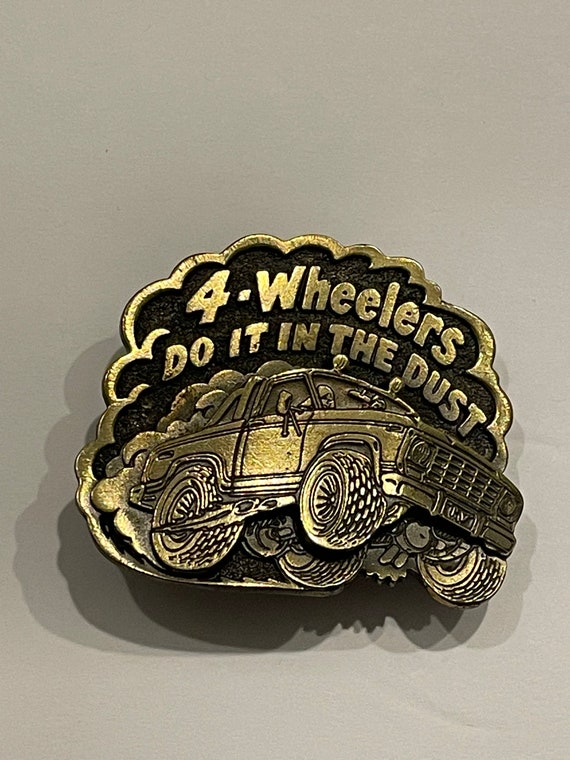 4-WHEELERS Do It in the DUST 4X4 Truck Brass Metal