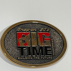 Snap On Tools 90&#39;s Big Time Solid Brass Metal Belt Buckle VINTAGE UNIQUE RARE