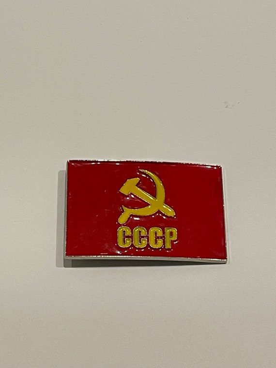 USSR SOVIET Hammer & Sickle CCCP Red Enamel Metal… - image 2