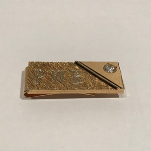 Vintage Gold Tone Metal with Rhinestone Money Clip.VINTAGE UNIQUE RARE