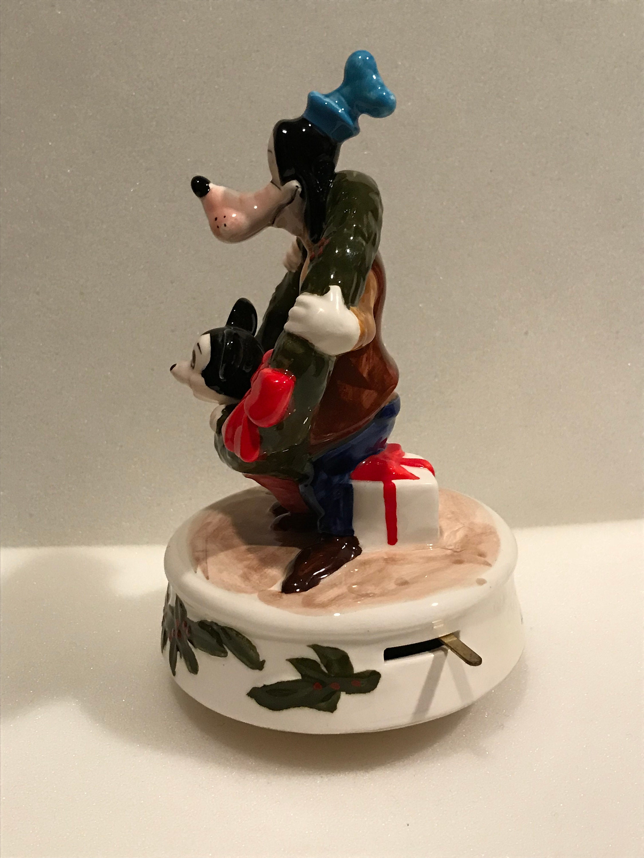 Disney Schmid Happy Holidays Mickey Mouse and Goofy Porcelain