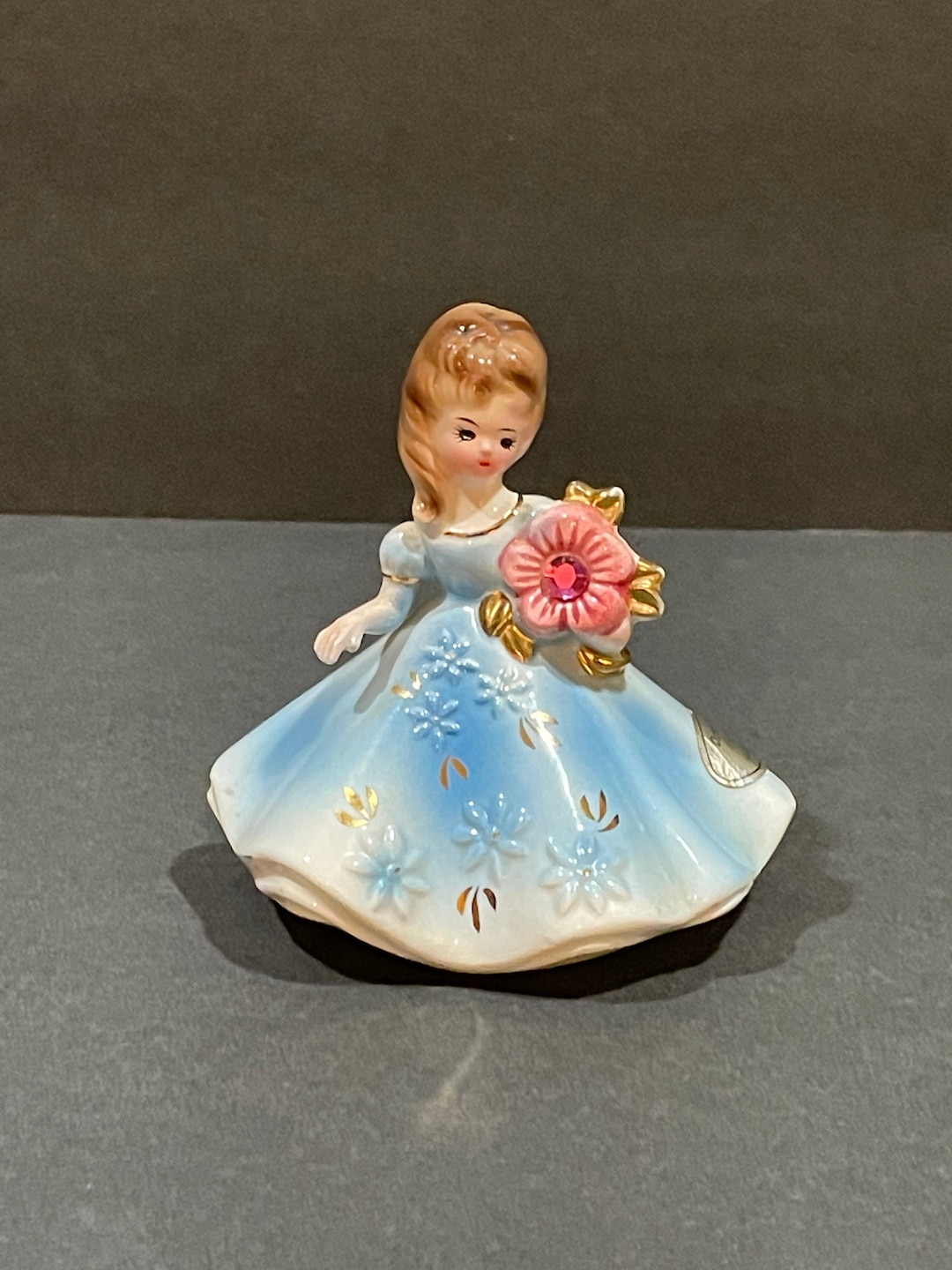 Josef Originals October Opal Birthstone Girl Blue Dress Porcelain