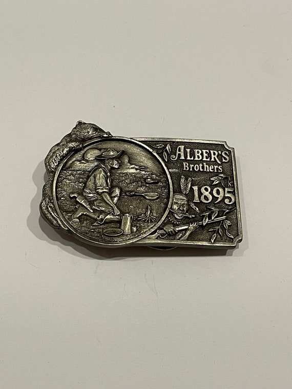 ALBER'S Brothers 1895 Pewter Metal Belt Buckle Si… - image 2