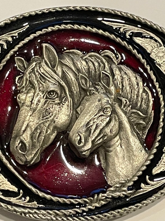 VINTAGE 1991 SISKIYOU BUCKLE CO. USA TURQUOISE ENAMEL DOUBLE HORSE BELT BUCKLE Siskiyou Buckle Co Belt Buckle - Etsy main image 4