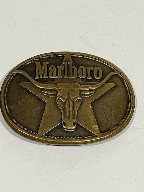 Marlboro Longhorn Solid Brass Belt Buckle 1987 VINTAG… Gem