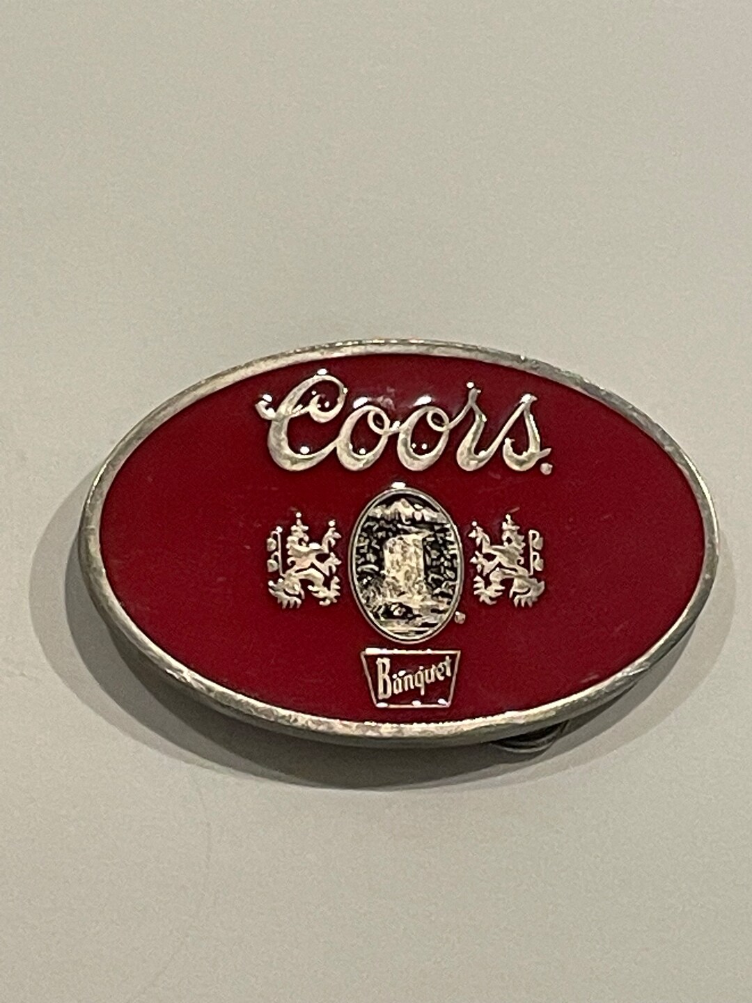 COORS Banquet Lions Enamel Metal Belt Buckle Vintage Unique Etsy