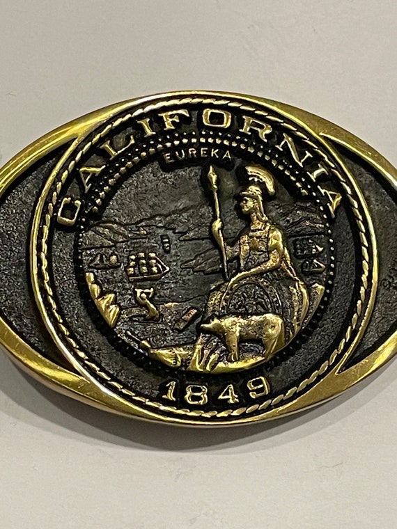 CALIFORNIA STATE SEAL Solid Brass Belt Buckle Heri