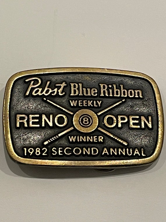 PABST BLUE RIBBON Reno Open Solid Bronze Belt Buckle Dynabuckle