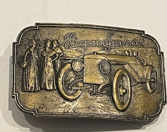 HISPANOFUIZA Classic Car Auto Brass Belt Buckle Indiana Metal Craft Vintage Unique Rare