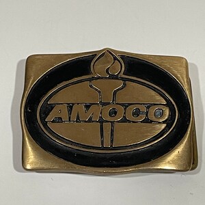 Anacortes AMOCO Oil Gas Hand Made Solid Brass Belt Buckle 1982 VINTAGE UNIQUE Rare