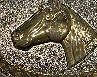 CHAMBERS HORSE Head Gold Silver Tone Metal Belt Buckle  display picture 3