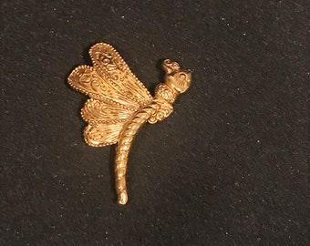 Dragonfly Gold Tone Brooch en métal VINTAGE UNIQUE RARE