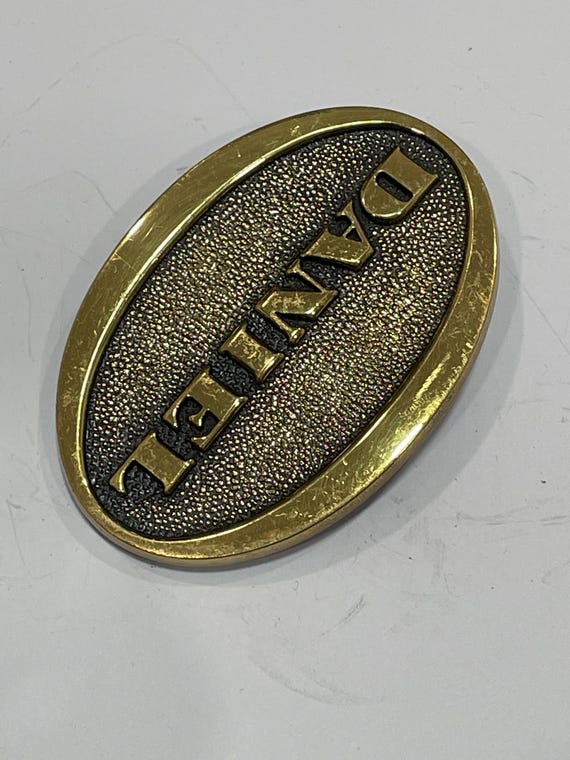 DANIEL Name BTS Solid Brass Belt Buckle 1983 Vint… - image 3