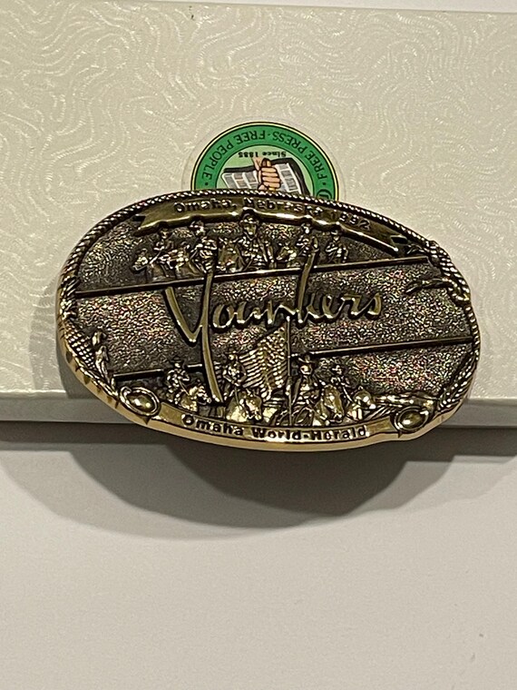 YOUNKERS OMAHA Nebraska World Herald BTS Solid Brass Belt Buckle