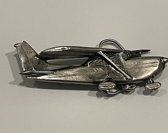 J718 Airplane Aviation Silver Tone Metal Belt Buckle Great American Buckle 1980 VINTAGE UNIQUE RARE